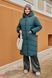 Жіноча куртка зимова plus size арт.432 довга утеплена з капюшоном однотонна повсякдена розмір 50-52 Ізумруд