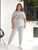 Стильный прогулочный костюм-двойка plus size из двунитки + микродайвинг арт.0534/7 48-50 Светло-Серый + Леопард Белый