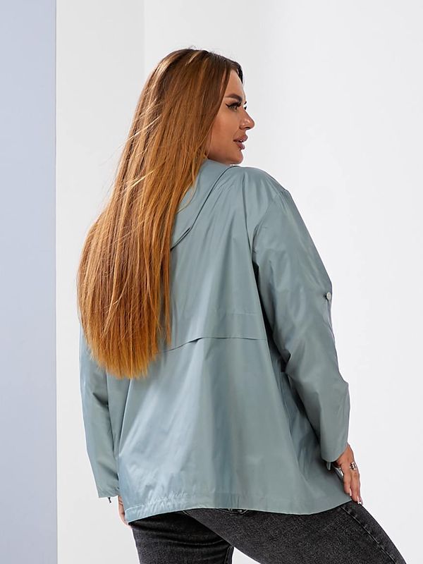 Жіноча вітрівка вільного крою plus size арт.0494 легка куртка з плащівки водонепроникна розмір 50-52 Фісташка