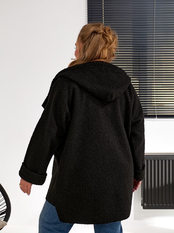 Стильный кардиган-косуха из трикотажа "баранец" plus size арт. 0550 48-50 Черный