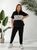 Стильный прогулочный костюм-двойка plus size из двунитки + микродайвинг арт.0534/5 48-50 Черный + Леопард белый