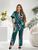 Стильний брючний костюм двійка Plus Size американський креп арт.0532/1 48-50 Бірюзовий