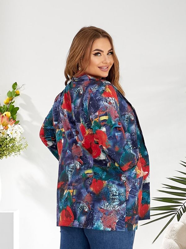 Літній піджак вільного крою plus size арт.0462/1 48-50 Червоно-Синій