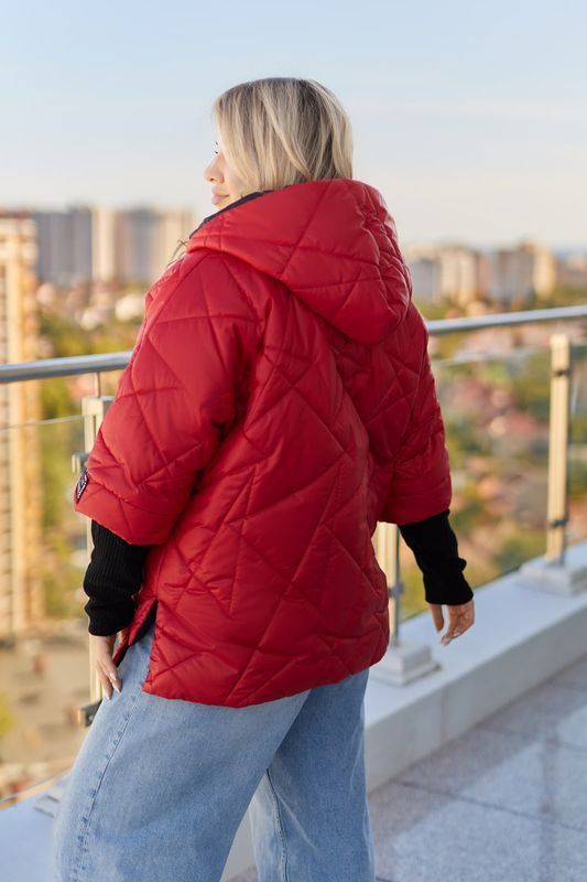 Куртка з трикотажними рукавами plus size арт. 0555 48-50 Червоний